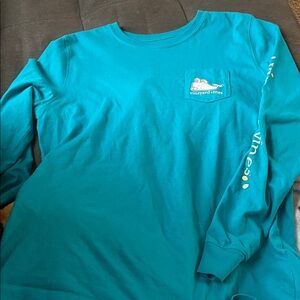 Kids LG Vineyard Vines Easter Turquoise Long Sleeve Tee, see all pics